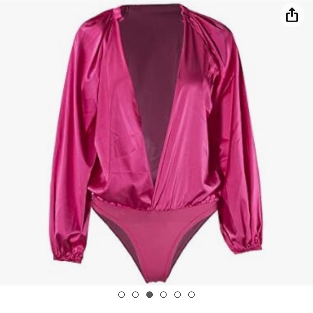 Satin V Neck Long Sleeve Bodysuit